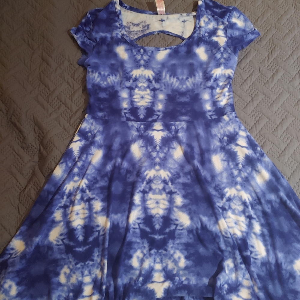 Blue tie dye mini dress